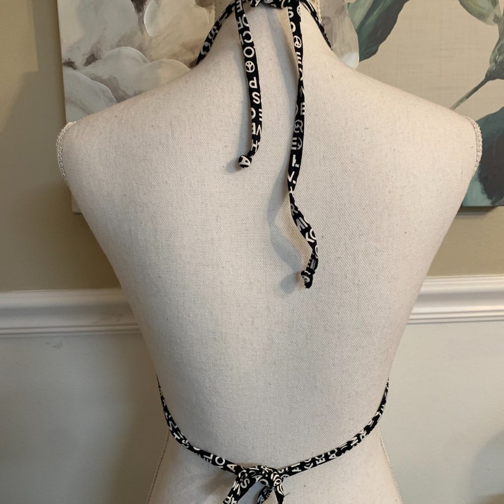 Michael Kors Peace & Love Black/ White Large Bikini Top - Picture 4 of 7